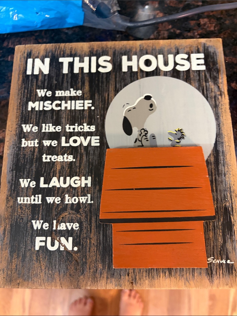 Hallmark Snoopy Wall Sign - Orange, White, Black